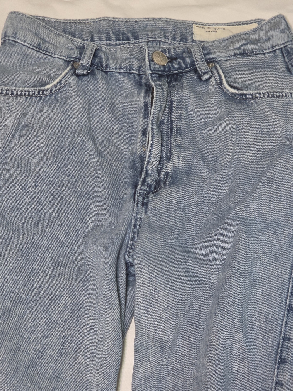 rag & bone Sofie Splice Jeans Size 26 Ultra Wide Leg High Rise Alisha Blue Denim - Picture 3 of 16
